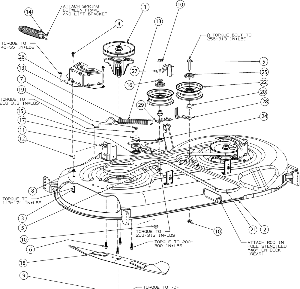 Deck Diagram and Parts List for XT2-LX46KH (13YQA1CT010)(2016) Cub Cadet Lawn Tractor